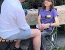 hazel being interviewed for a podcast sept